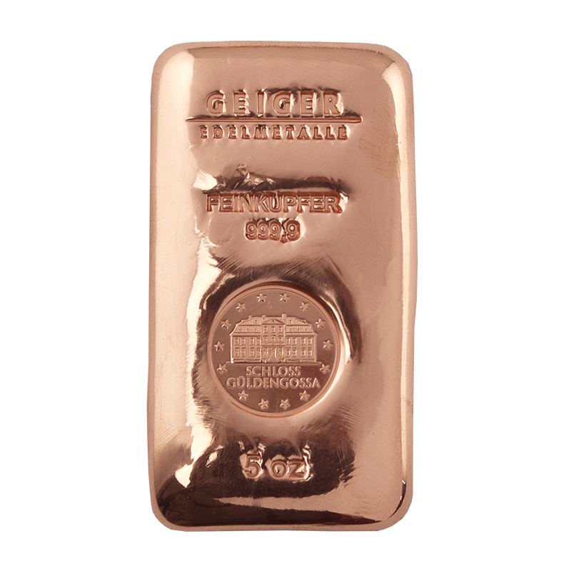 5 oz Geiger .999 Fine Copper Bar