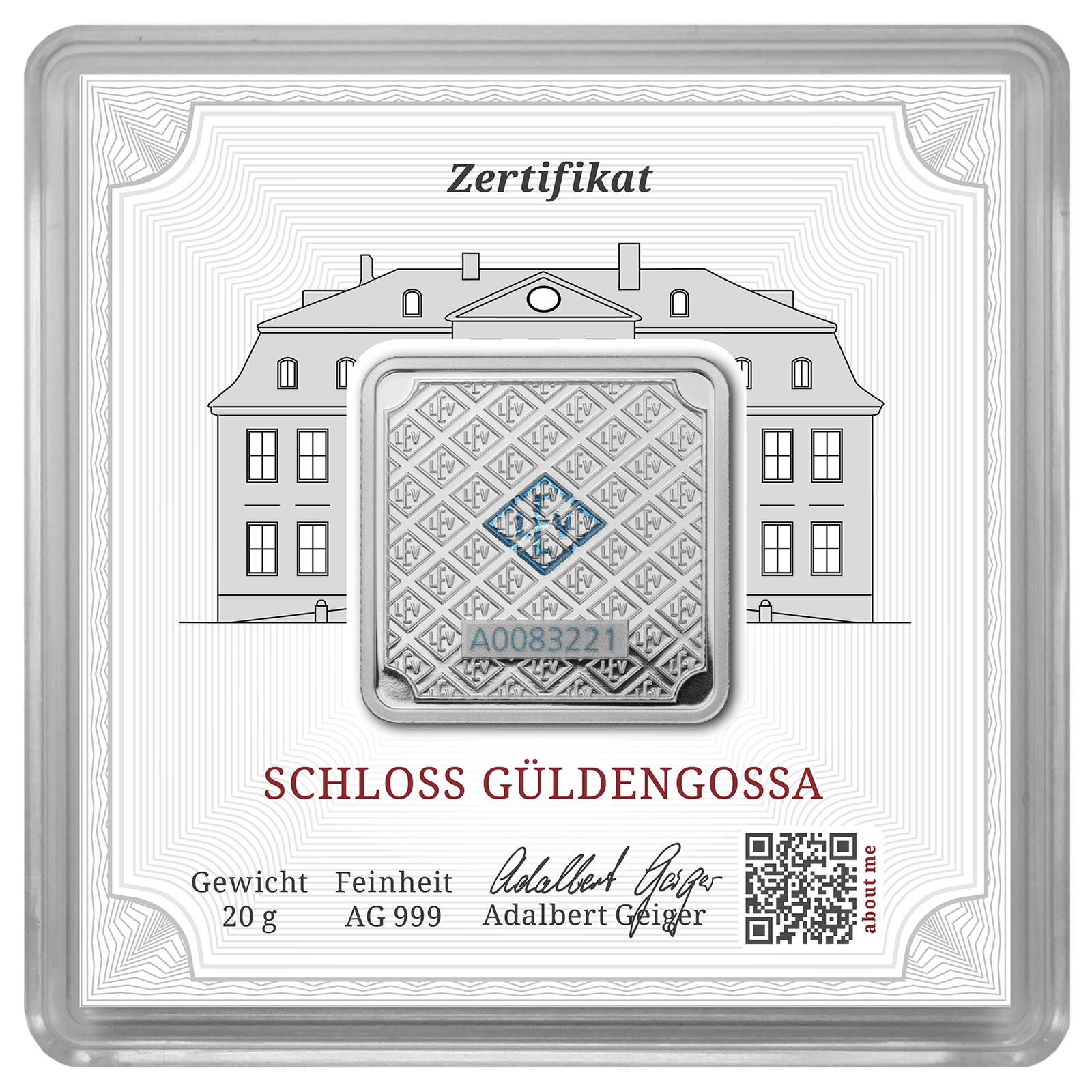 20 Gram Geiger Original .999 Fine Silver Bar in Assay - Image 2
